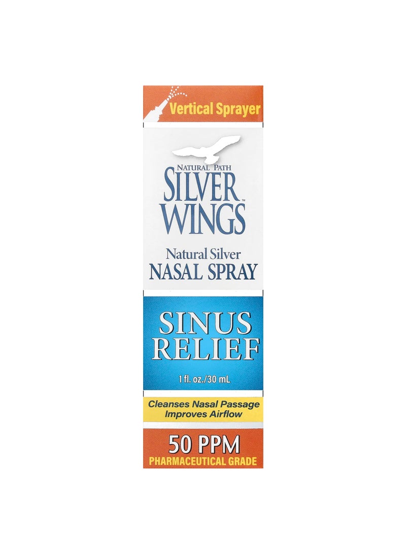 Natural Silver Nasal Spray, Sinus Relief, 50 PPM, 1 fl oz (30 ml)